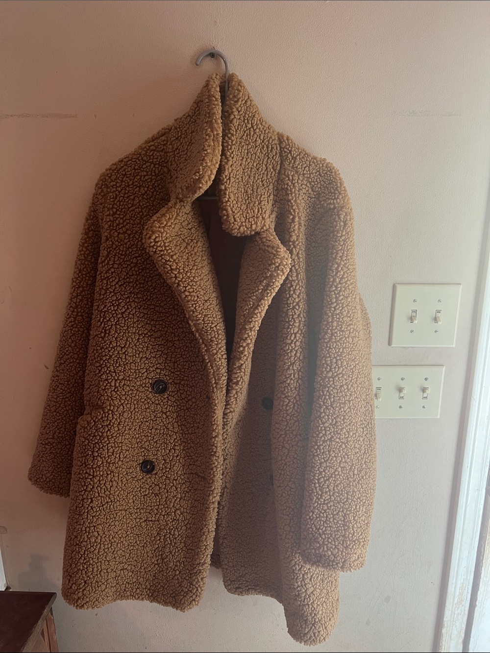 NINE WEST PLUSH TEDDY BEAR JACKET CAMEL COLOR SIZE XL